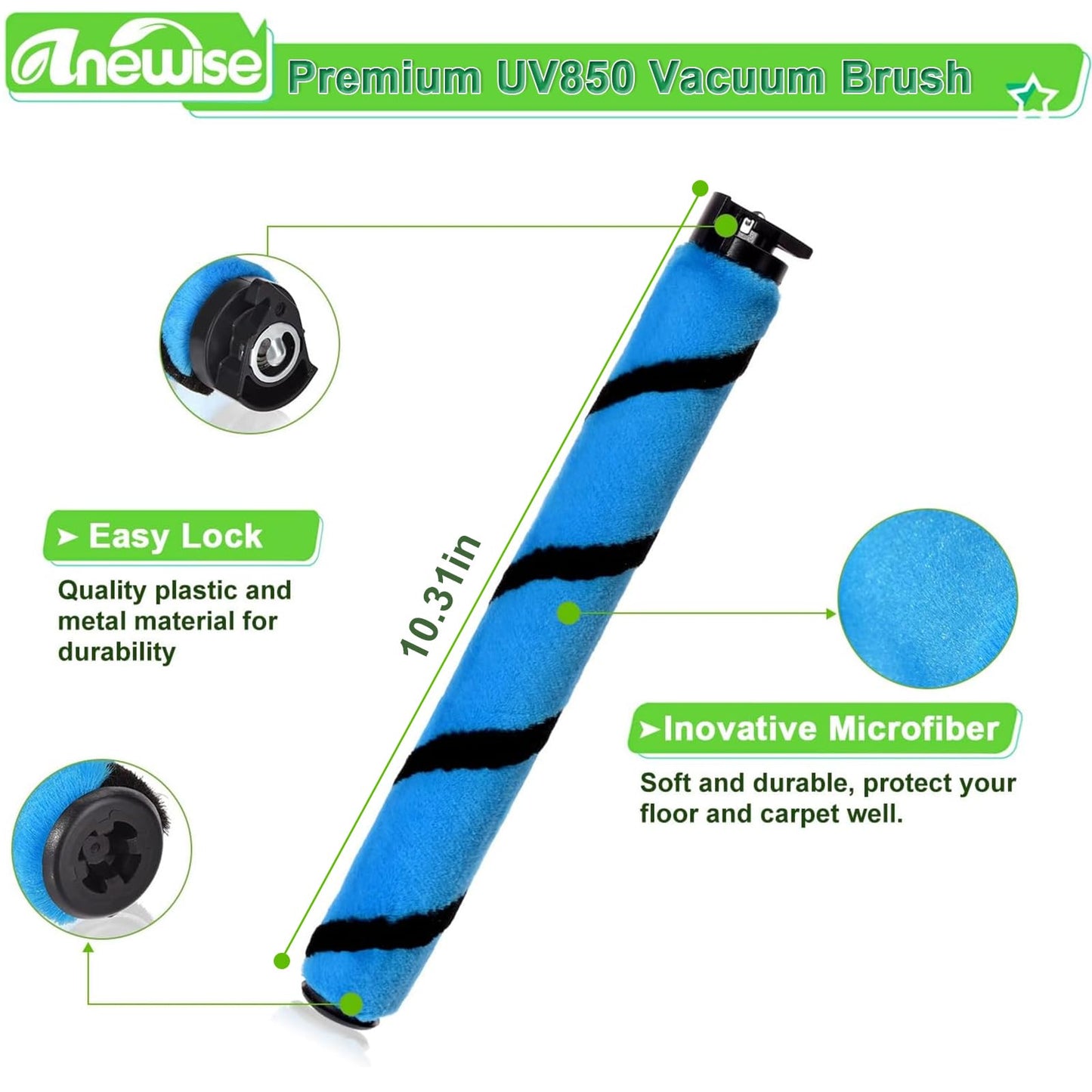 Anewise Filter Brush Belt Replacement Parts for Shark UV850 Performance Lift-Away ADV DuoClean PowerFins Upright Vacuum, 1 Brush Roll+2 HEPA +4 Filters+2 Belts, Part #1483FC2000 & XHF320 & XFFK602UKT