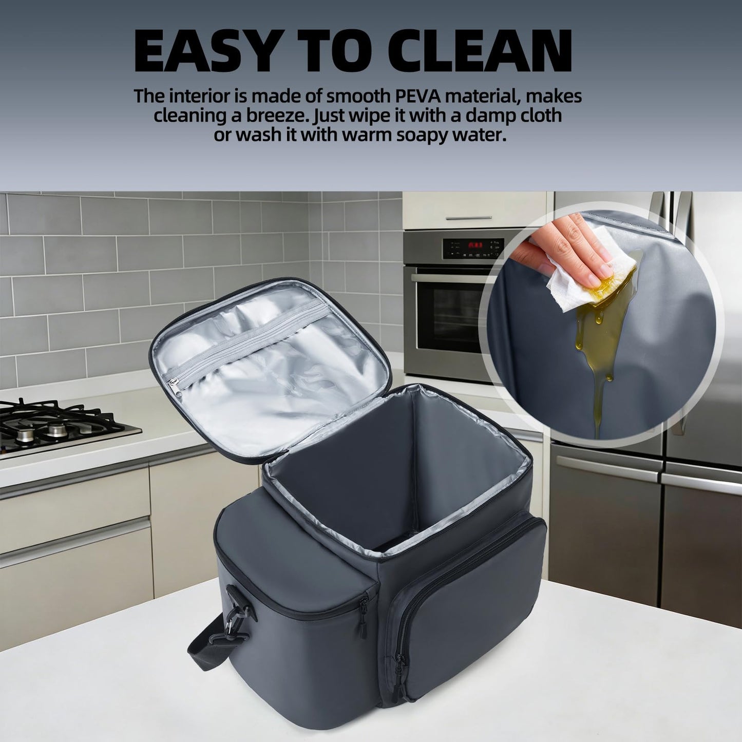 Padded Carrying Case for Ninja Crispi Air Fryer 4QT & 6-Cup Glass Containers, Carry Bag with 5mm Thick Insulation, Multiple Compartments & Pockets for Accessories Storage and Travel, Gray (Bag Only)