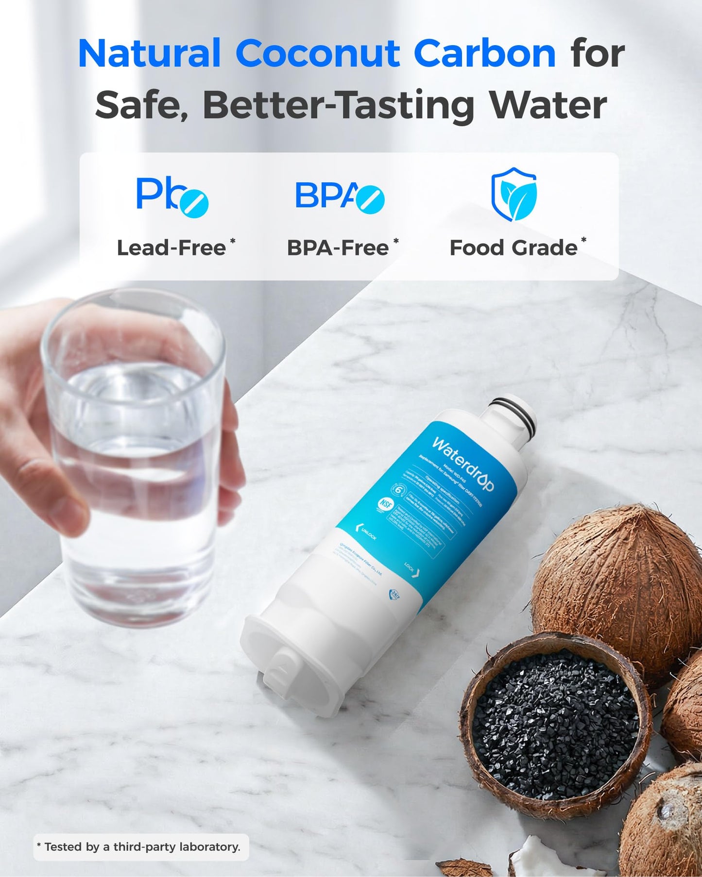 Waterdrop WD-F45 Replacement for Samsung® DA97-17376B, HAF-QIN/EXP, DA97-08006C, RF28R7201SR, RF28R7351SG, Refrigerator Water Filter, 4 Filters