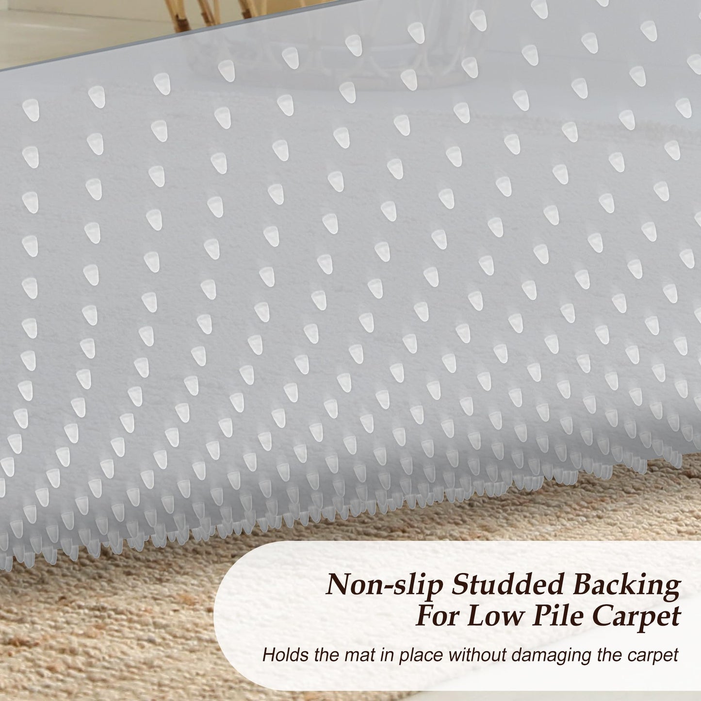 Quapkatt Non-Slip Office Chair Mat for Carpet, 35 x35Inches Clear Plastic Desk Mat for Rolling Chairs, Waterproof and Oil-Resistant, Anti-Fatigue Mat for Standing Desk