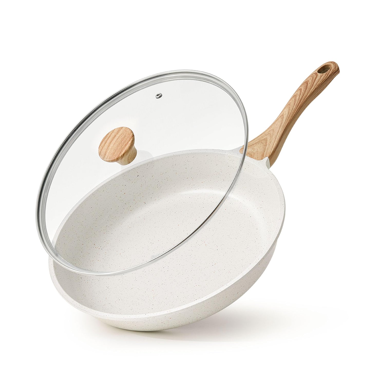 SENSARTE Nonstick Ceramic Frying Pan Skillet with Lid, 10 Inch Omelet Pan, Healthy Non Toxic Chef Pan, Induction Compatible Egg Pan with Heat Resistant Handle, Free of Intentionally Added PFAS/PTFE