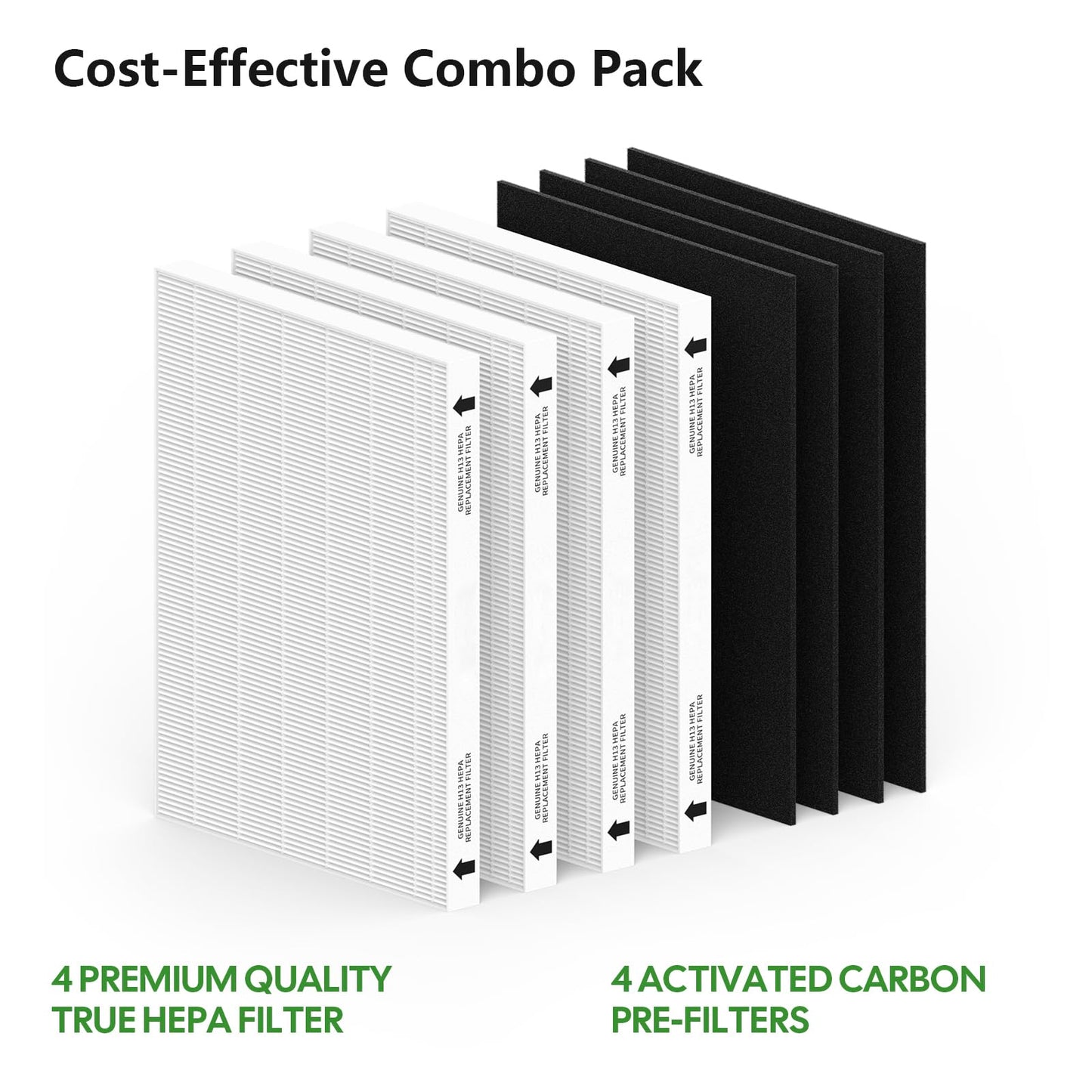CFKREYA 4 Pack Air Filter Replacement for Fellowes AeraMax 290/300/DX95 Purifiers and HF-300/AP-300PH, Fits Part# 9287201 & 9324201, 4 Filter and 4 Carbon Filter