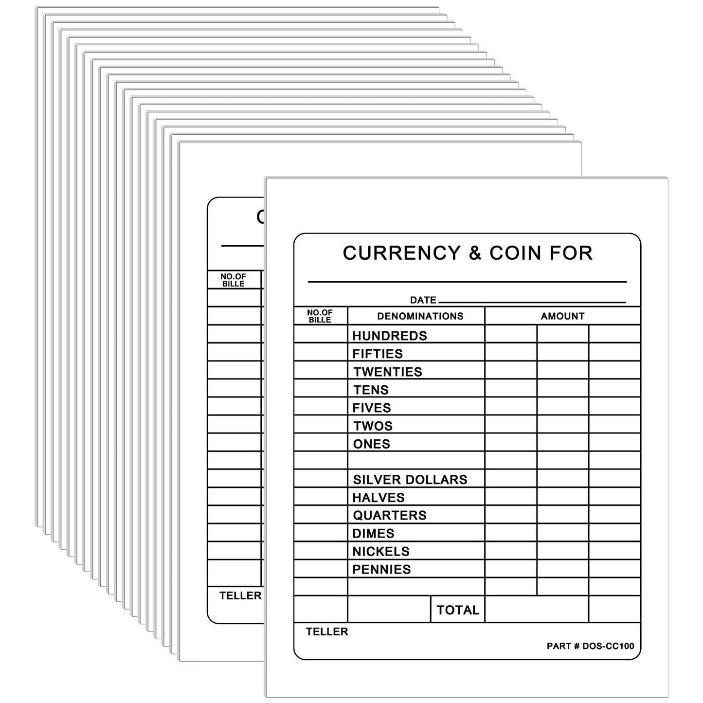 Dinifee 2000 Pcs Currency and Coin Record Forms 5.5 x 4.25 Inch Deposit Slips Paper Currency & Coin Counting Record Sheets Bank Forms for Fundraiser Church or Christian College Universities