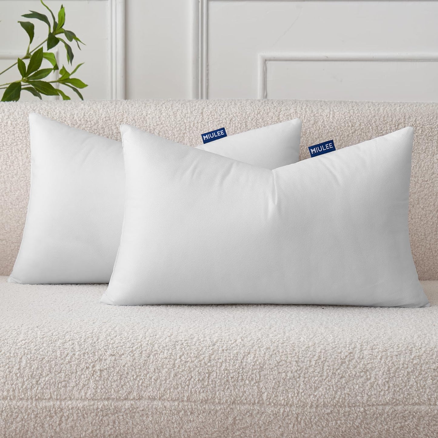 MIULEE Set of 2 Throw Pillow Inserts 12x20 Inches, Nowoven Decorative Pillow Inserts for Living Room
