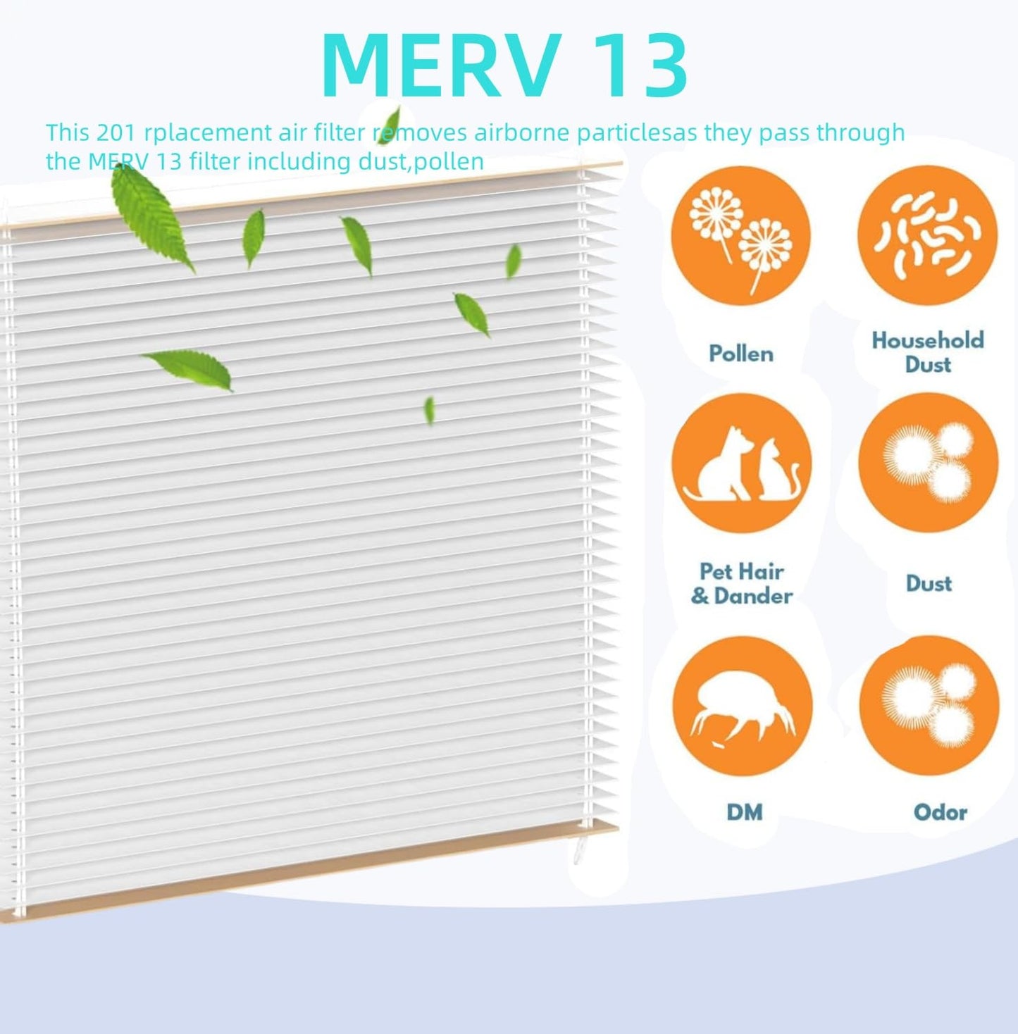 2 Packs, 201 Replacement Filter MERV 13 Compatible with Aprilaire 2200, 2250, Space Gard 2200 Whole House Air Cleaner Purifiers and Lennox PMAC-20C (Lennox X0445), MERV-13 Air Filter