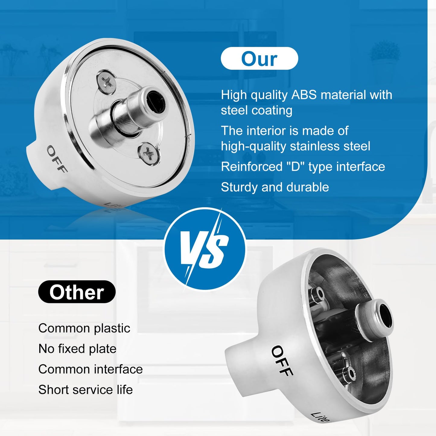 DG68-00377A Stove Knob Replacement for Samsung Oven Knobs Replacements for Samsung Compatible with NX58F5500SS FX710BGS NX58H9500WS NY58J9850WS NX58H9500WS, Stainless Steel Reinforcement, Durable