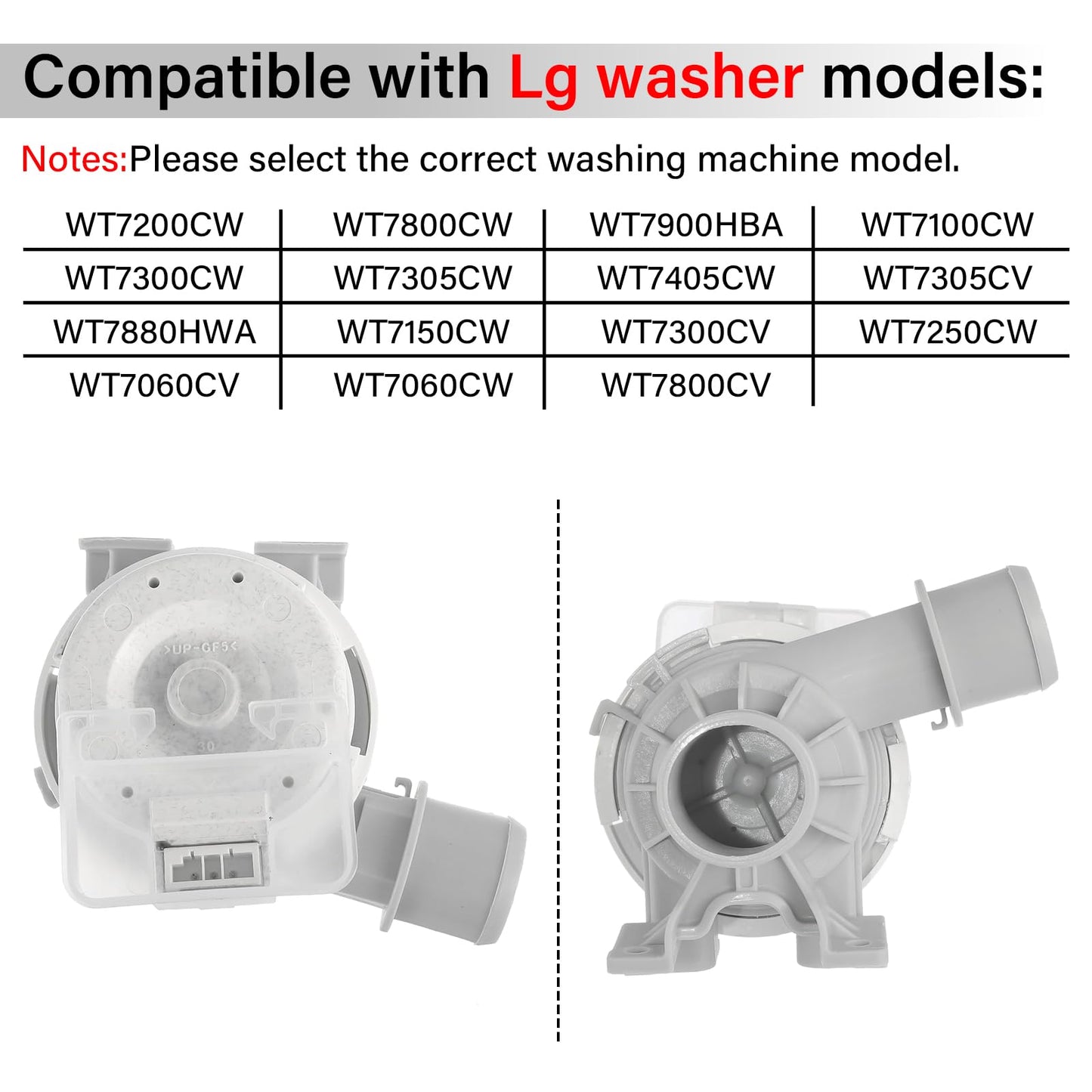 2025 Upgraded AHA75673404 Washer Drain Pump Assembly Fit for LG Washing Machine Drain Pump WT7800CV WT7100CW WT7060CW WT7300CV WT7800CW WT7900HBA WT7150CW Replace AP6978814 PS12748410