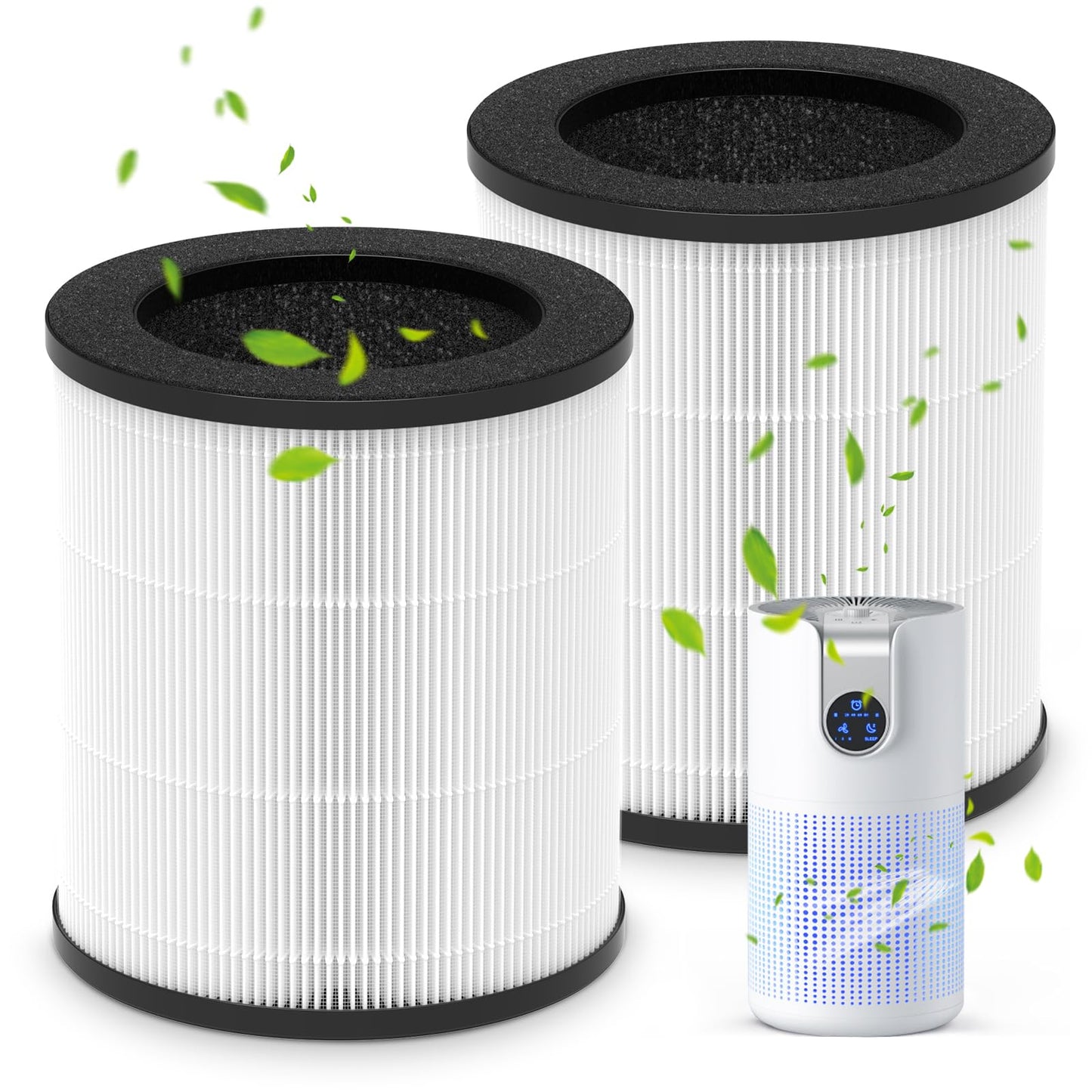 2 Pack M03 Replacement Filter Only Compatible with MOOKA M03 & B-D03 Air Purifier, Efficient Air Filter, 3-in-1 Pre-Filter, HEPA Filter, High-Efficiency Activated Carbon Filter Filtration System