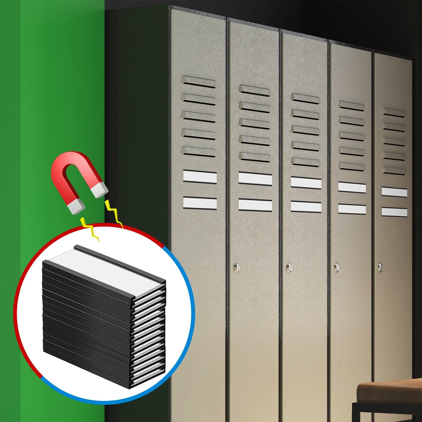 500 Pieces Magnetic Data Card Holders Channel Magnetic Label Holders Labels Racks with Magnets with 500 Protective Films and 1000 Replacement Strips for Metal Racks Shelf Bin (1 x 2 Inch)