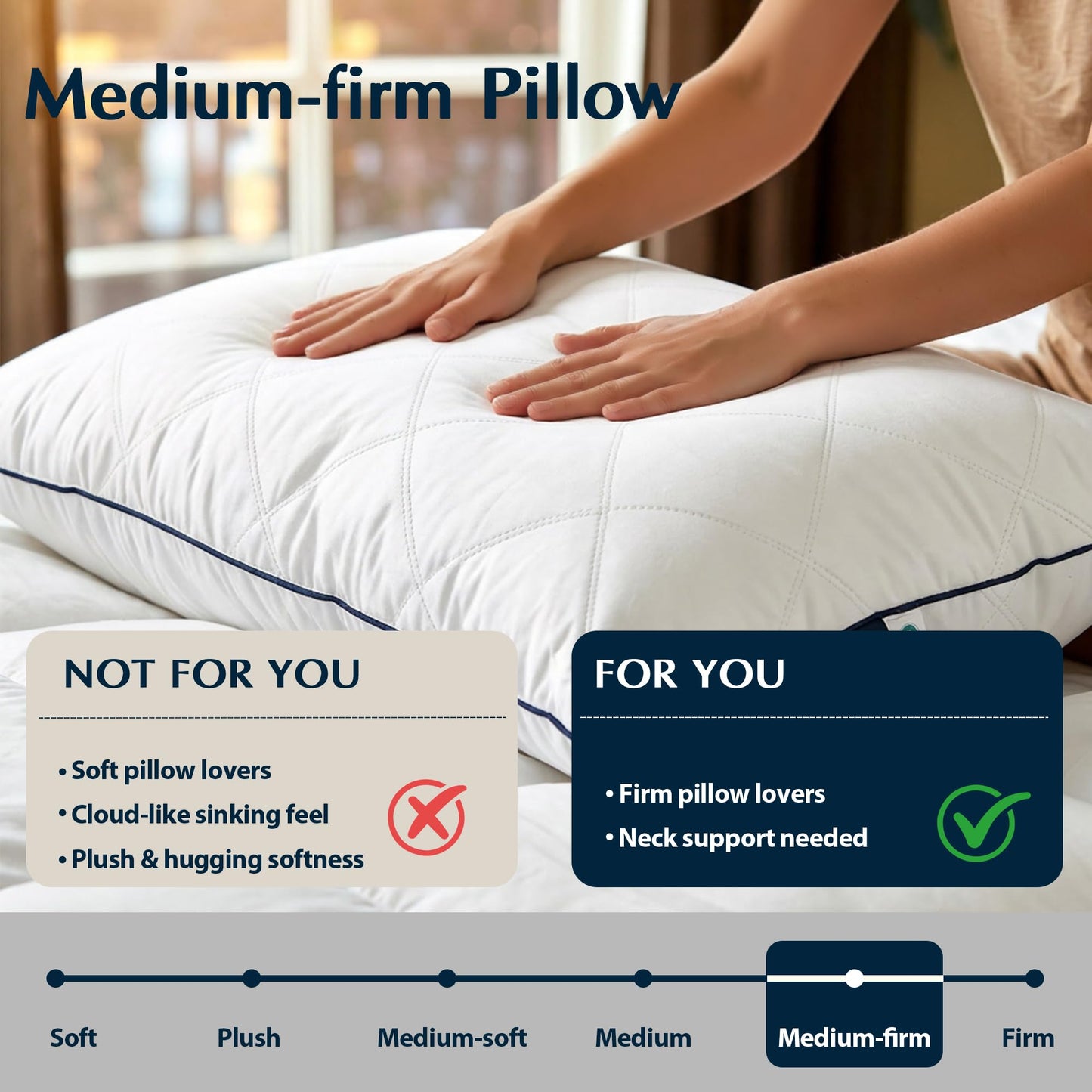 Pacific Coast Premium Goose Feather & Down Bed Pillows Standard Size 1-Pack, Hotel Quality Collection, Medium Support for Side & Back Sleepers