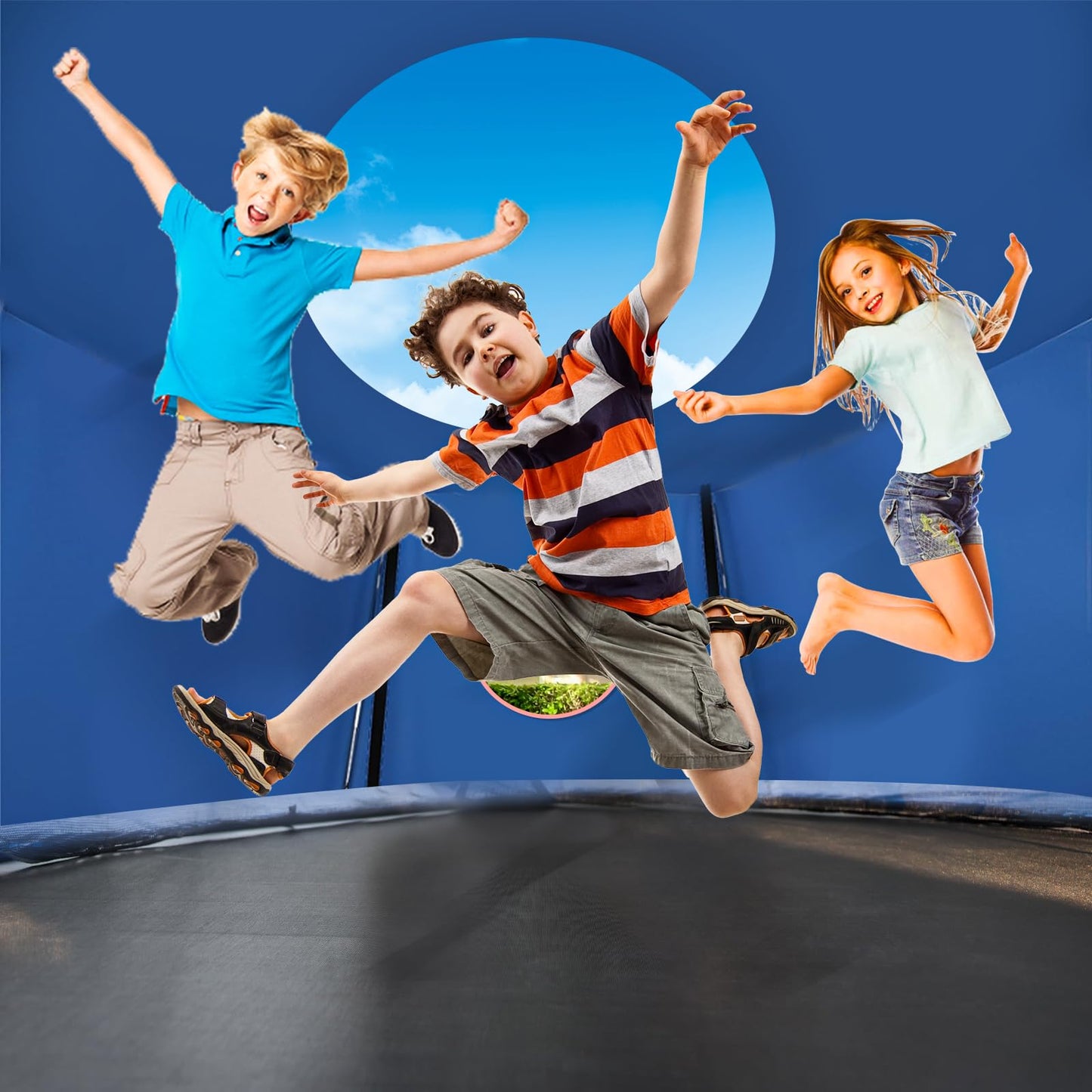 14FT 6 Straight Poles Trampoline Tent, Premium Oxford with Sunscreen Coating TrampolineTent Cover, Outdoor Fun for Kids,Protect from Sun (Tent Only)