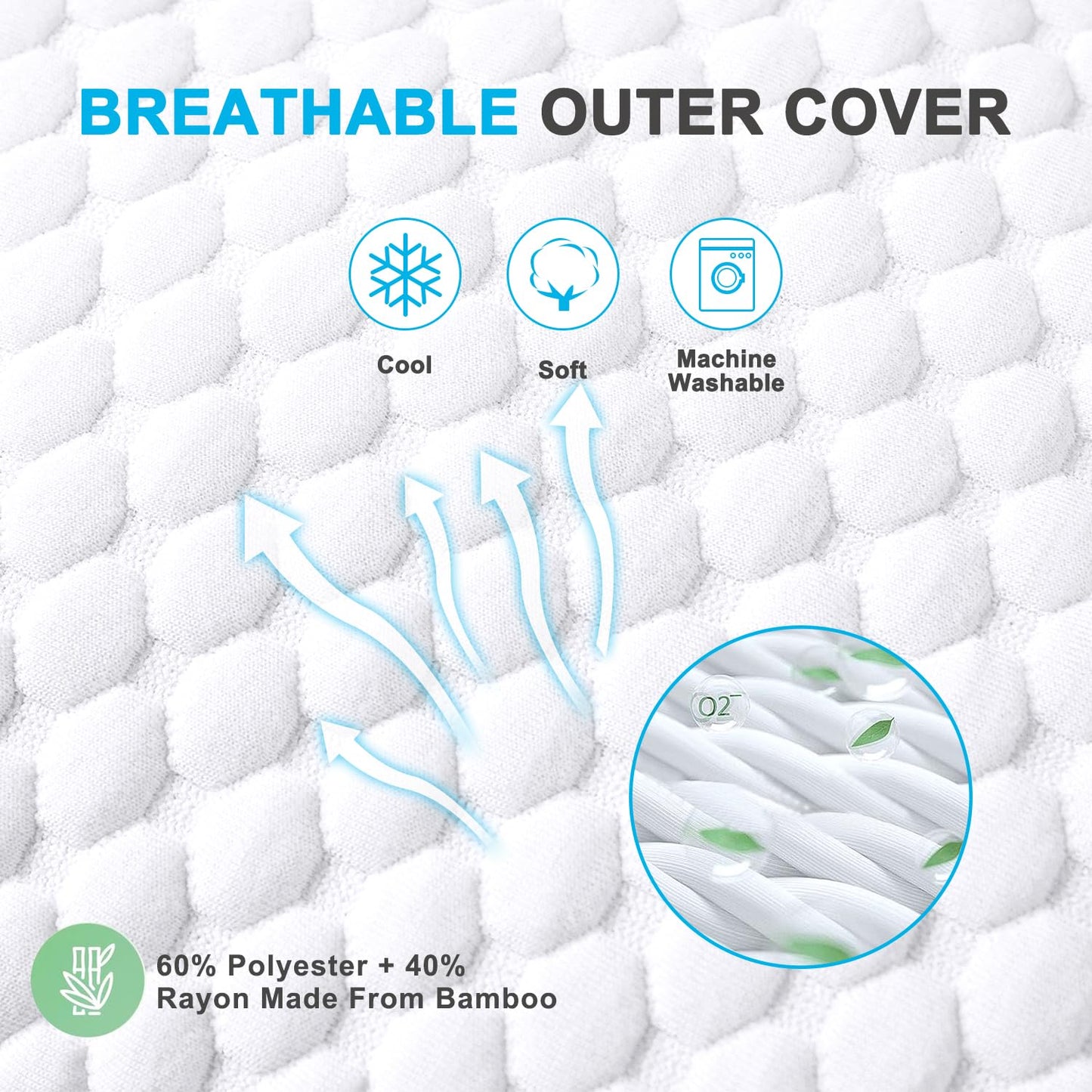 VVZ Cooling Bed Pillows King Size Set of 2, Shredded Memory Foam Pillows for Side Back Stomach Sleepers, Luxury Cool Gel Adjustable Firm Bed Pillows for Sleeping 2 Pack King Size 20 x 36 Inches