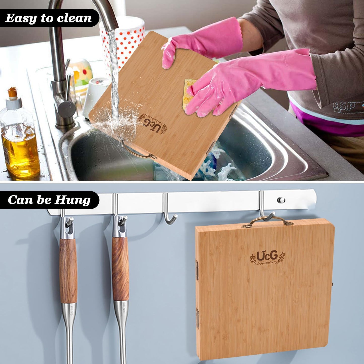 UTCG Charcuterie Board Gifts for Women: Bamboo Folding Cheese Board with Knife Set - Unique White Elephant Gift Wedding Housewarming Mothers Day Birthday Party Bridal Shower Gift
