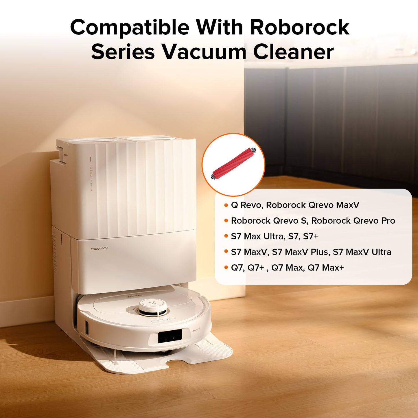 roborock Rubber Main Brush Replacement Qrevo S Pro、Q Revo Series, S7 Max Ultra, QV 35A, Q7 Series Robot Vacuum