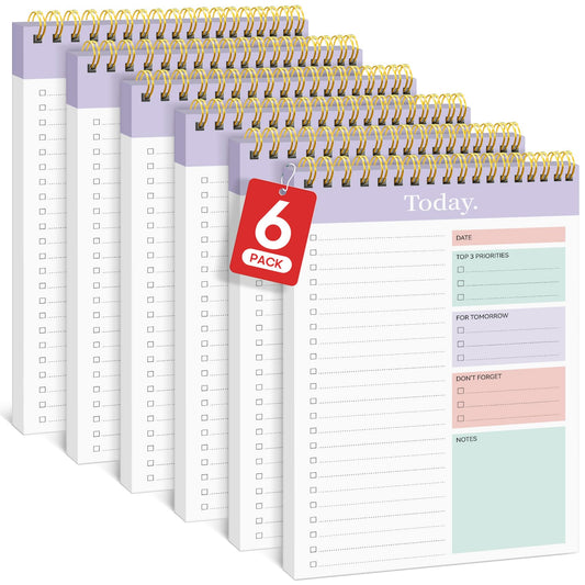 Taja 6 Pack of To Do List Notepad - To Do List Notebook for Work with 52 Sheets, 9.8" x 6.5", Undated Daily Planner Perfect for Daily Tasks and Goal Setting, Notepad Suitable for Office, Home & School - Violet Dream