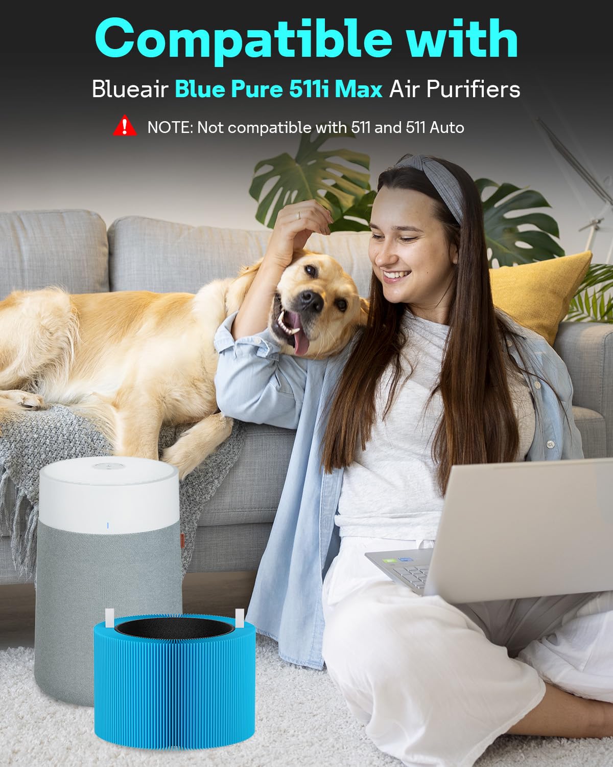 Leemone 511i Max AllergenBlock Filter Replacement Compatible with Blue Pure 511i Max Air Puri-fier, Blue Pure F5MAX, 2 Pack