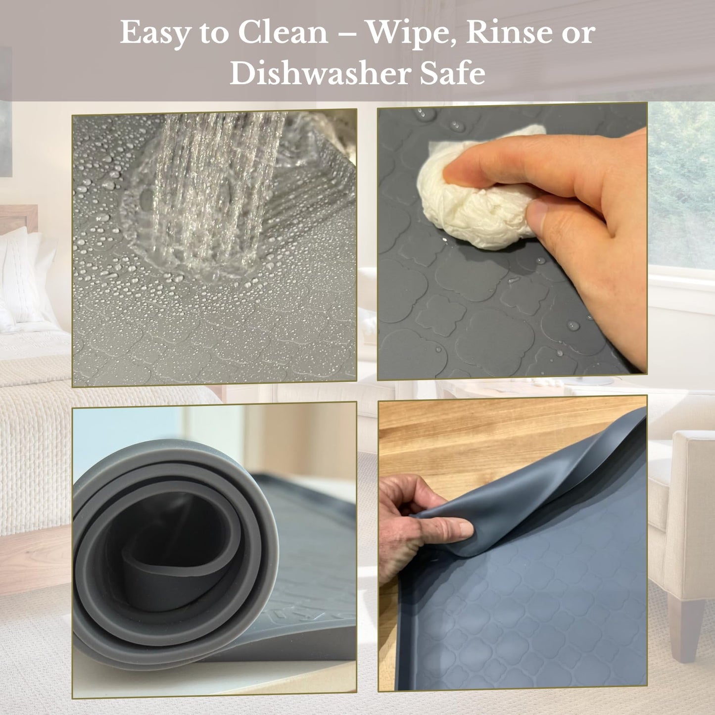 Iycnkok Washer and Dryer Covers for the Top - 27''x 27'' Silicone Protector Mat for Washing Machine Countertop - Non-slip Rubber Waterproof Dustproof Ideal for Laundry Kitchen - Gray 2 Pack