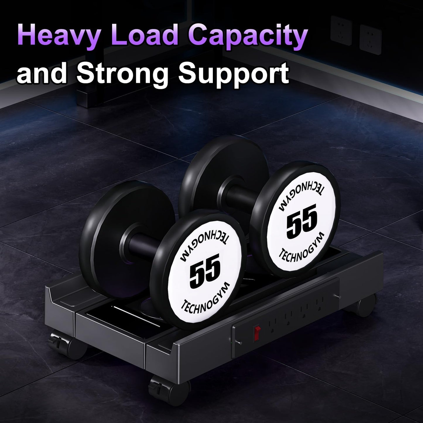 Hovadova Adjustable Computer Tower Stand with Charging Station, PC Stand for Floor, Mobile CPU Holder with 4 Caster Wheels Fits Most PC Tower, Under Desk CPU Holder for Office,Gamers and Students