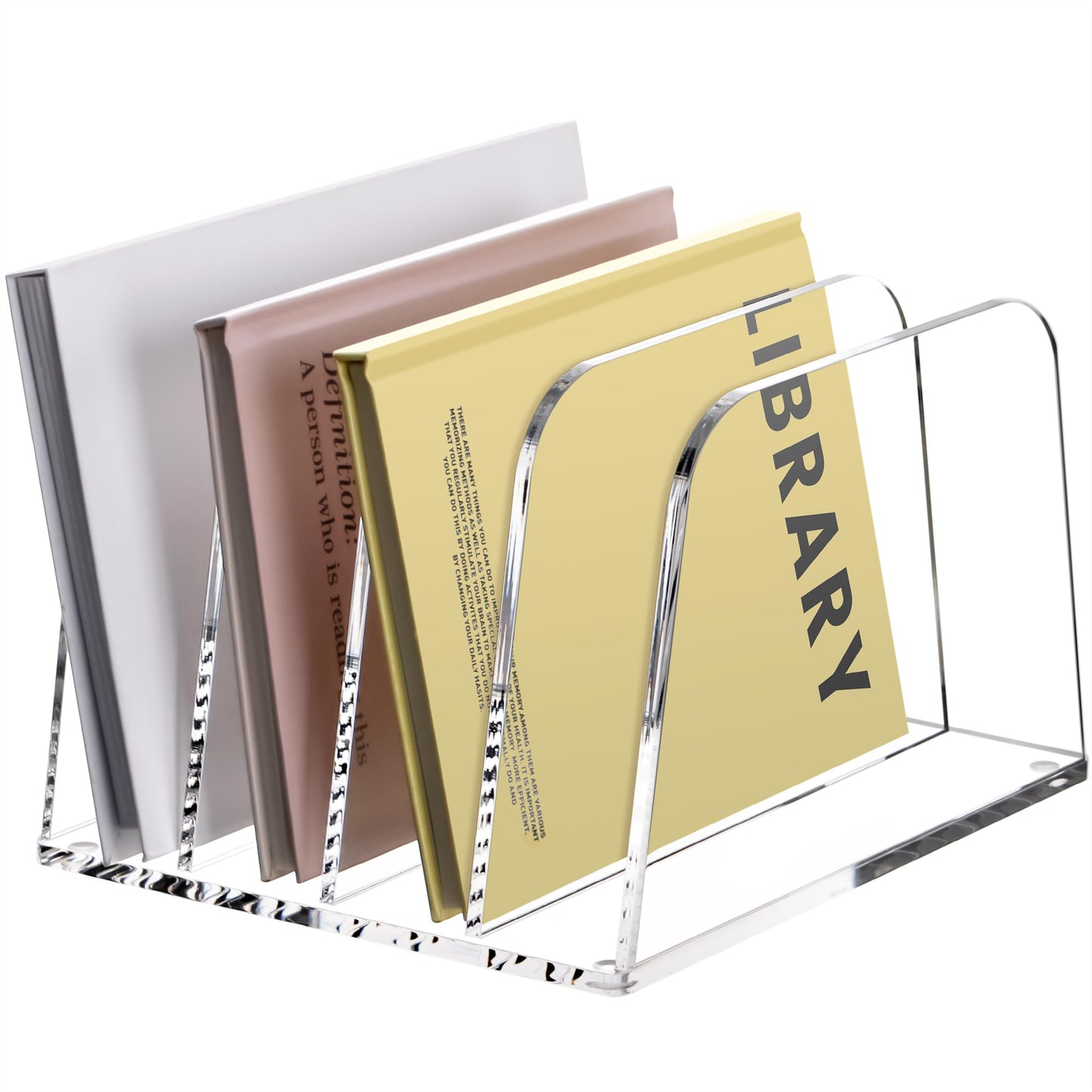 YUXUN Desk File Organizer,4-Section Clear Acrylic Desk Organizer,Vertical File Sorter Holder Organization for Office School & Classroom