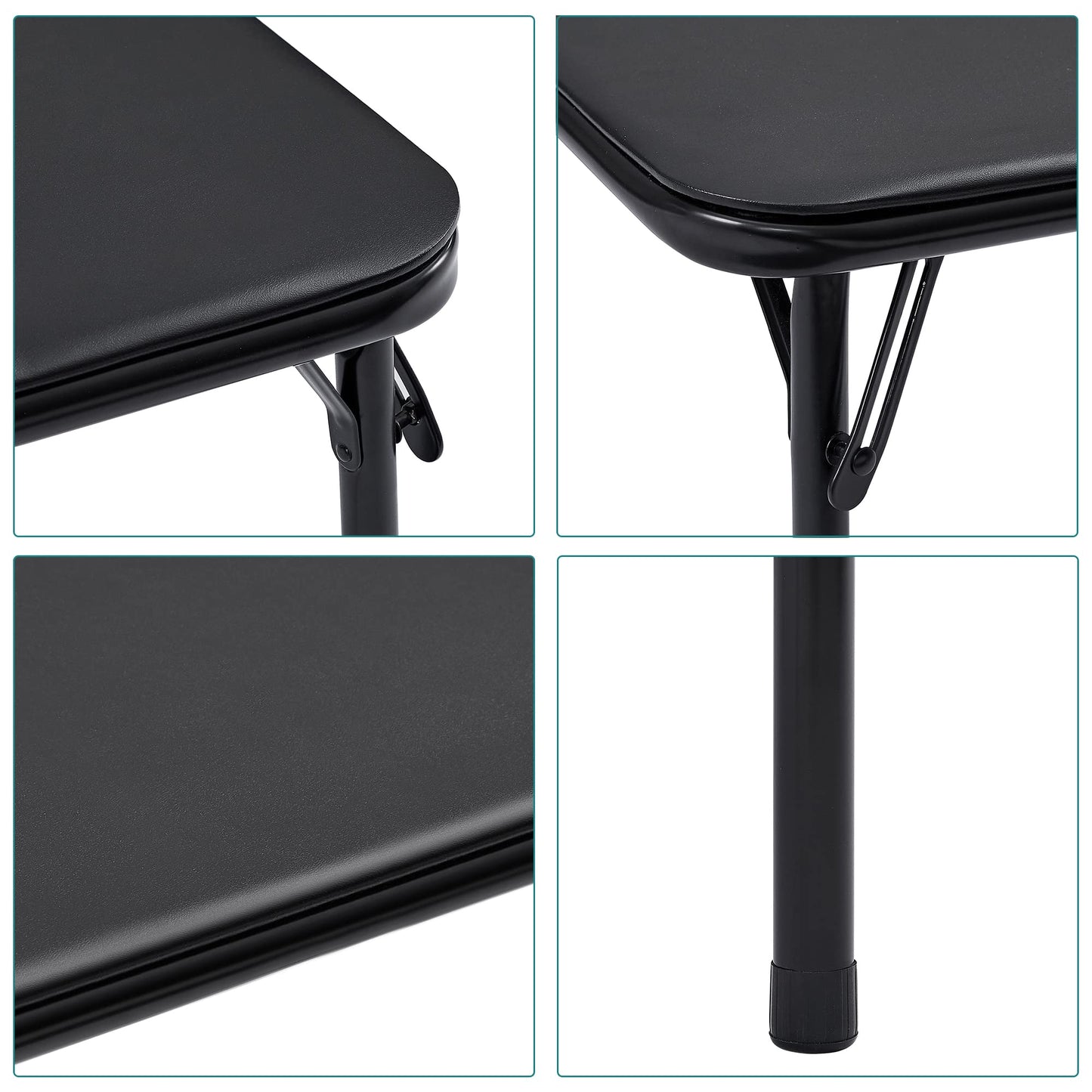 VECELO 24'' Kids Folding Activity Card Table, with Soft Padded Tabletop, 1 Piece, Matte Black