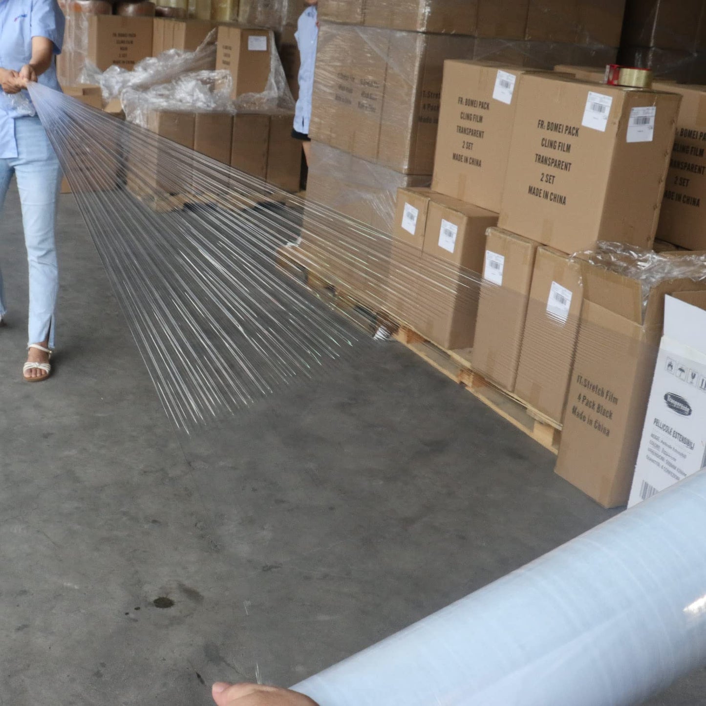 BOMEI PACK Stretch Wrap Rolls 10" x 1000 Ft 4 Pack - 80 Gauge Thick Stretch Film - Clear Plastic Wrap with Handles for Pallet Wrapping Shipping Moving