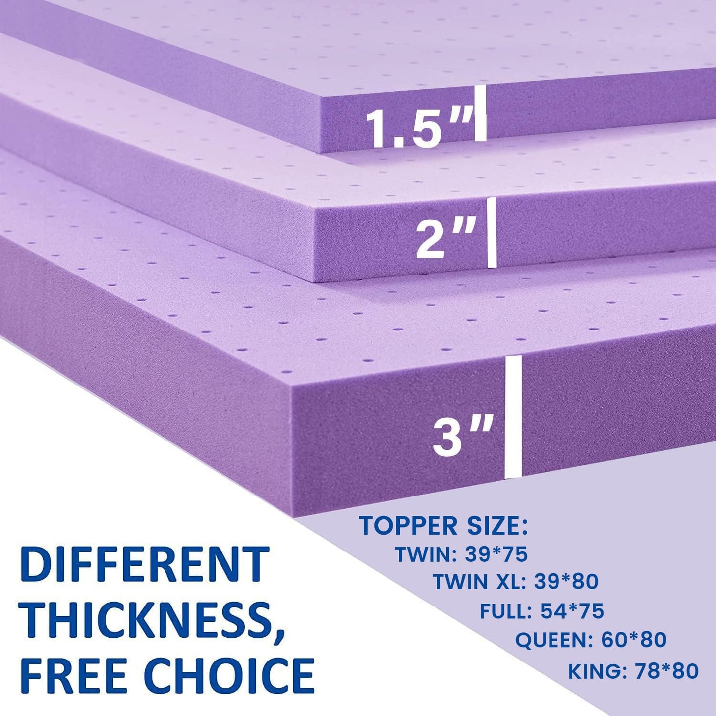 SINWEEK 1.5 Inch Gel Memory Foam Mattress Topper Ventilated Soft Pressure Relieve Mattress Pad, Breathable Bed Topper, CertiPUR-US Certified, Full Size