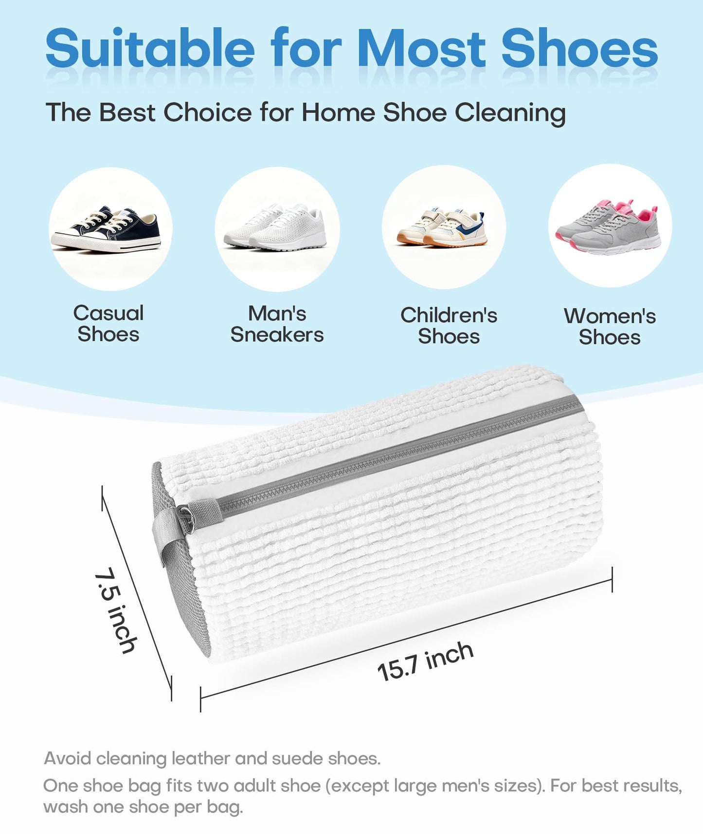 3-IN-1 Laundry & Shoe Washing Machine Bag Kit : Laundry Shoe Bag for Washer and Dryer,Reusable Shoe Cleaning Bag for Sneakers,Tennis,Self-locking Zipper & Microfiber,Include 3 Laundry Bag & 2 Shoe Bag