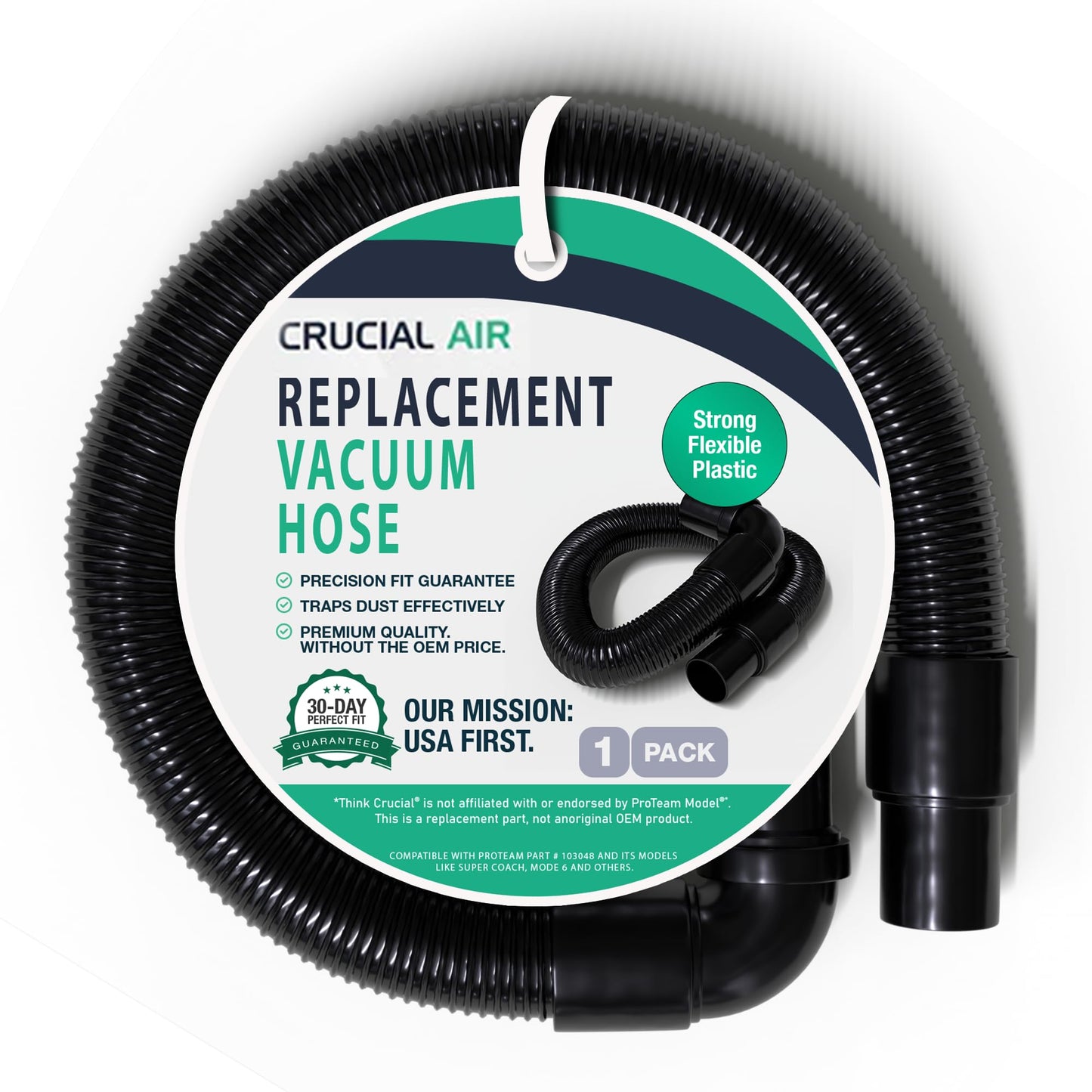 Static Dissipating Backpack Vacuum Hose (1-1/2-inch Cuffs) Replacement Compatible with ProTeam Super Coach Vac, Mode 6 and other models, Part 103048 - by Think Crucial (1 Pack)