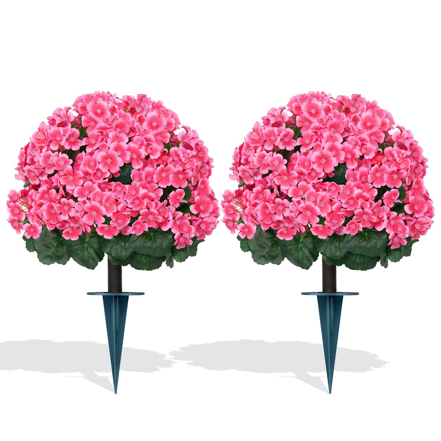 Grooy Artificial Plants Flowers Topiary Ball for Outdoor, 2 Pack Fake Silk Crabapple Flower Plant Bushes, UV Resistant Realistic Plants Shurbs for Outside,Front Porch,Patio,Yard(Pink)