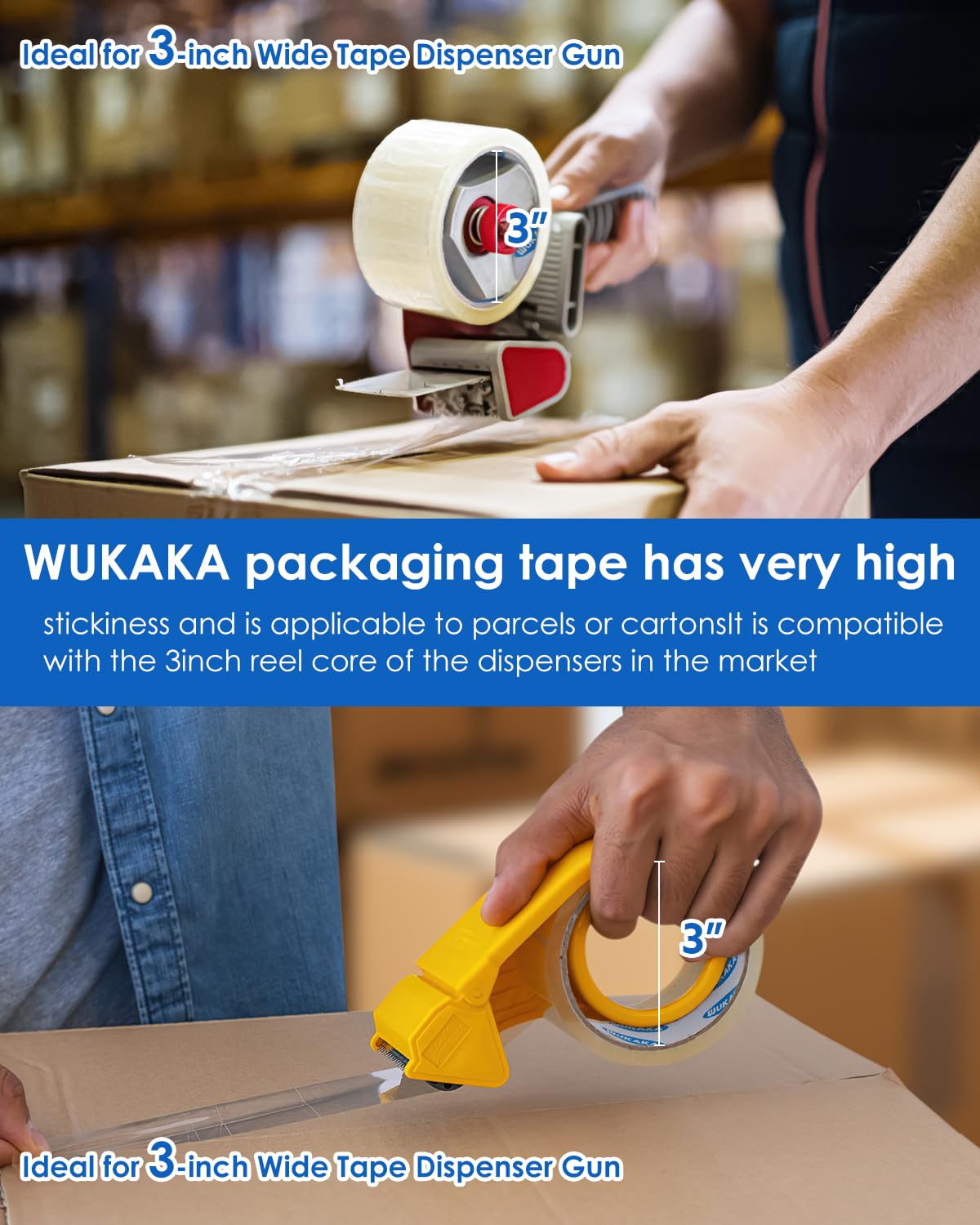 WUKAKA Packing Tape, 36 Rolls Clear Packing Tape 2 Inches Wide, 65 Yards Per Roll, for Shipping Packaging Moving Sealing