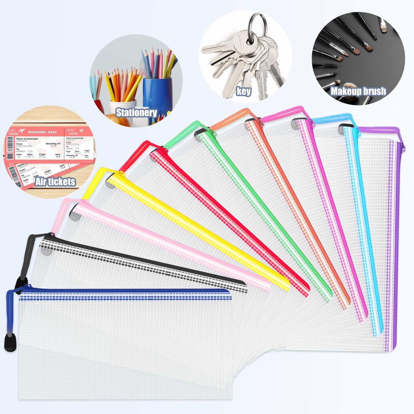 Tdfronien 150 Pack Small Pouch Pencil Pouch Bulk，Mesh Zipper Pouch Bags, Clear Holder Cosmetics Makeup Bags Accessories Storage Bag for Office, Bill,School Travel(10 Colors)