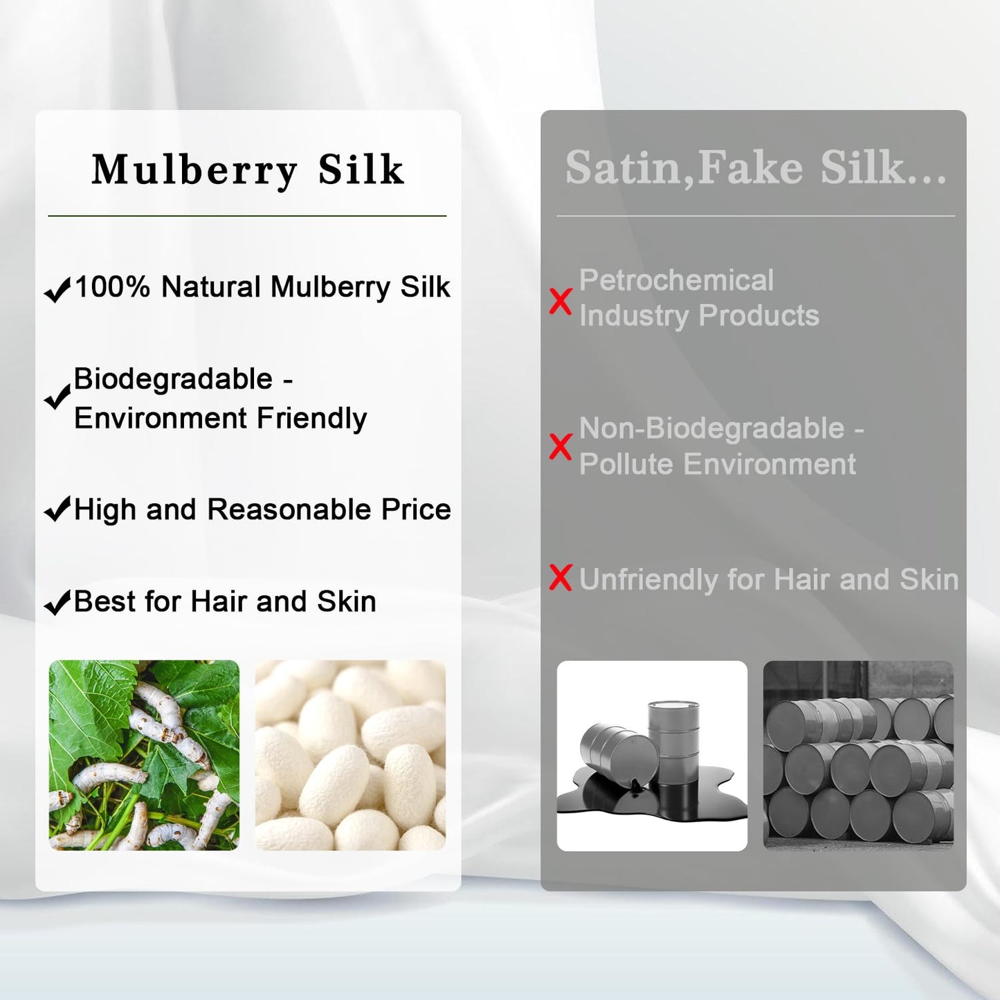 ZIMASILK 100% Pure Mulberry Silk Pillowcase for Hair and Skin Health,Soft and Smooth,Both Sides Premium Grade 6A Silk,600 Thread Count,with Hidden Zipper,1pc (King 20''x36'',Ivory)
