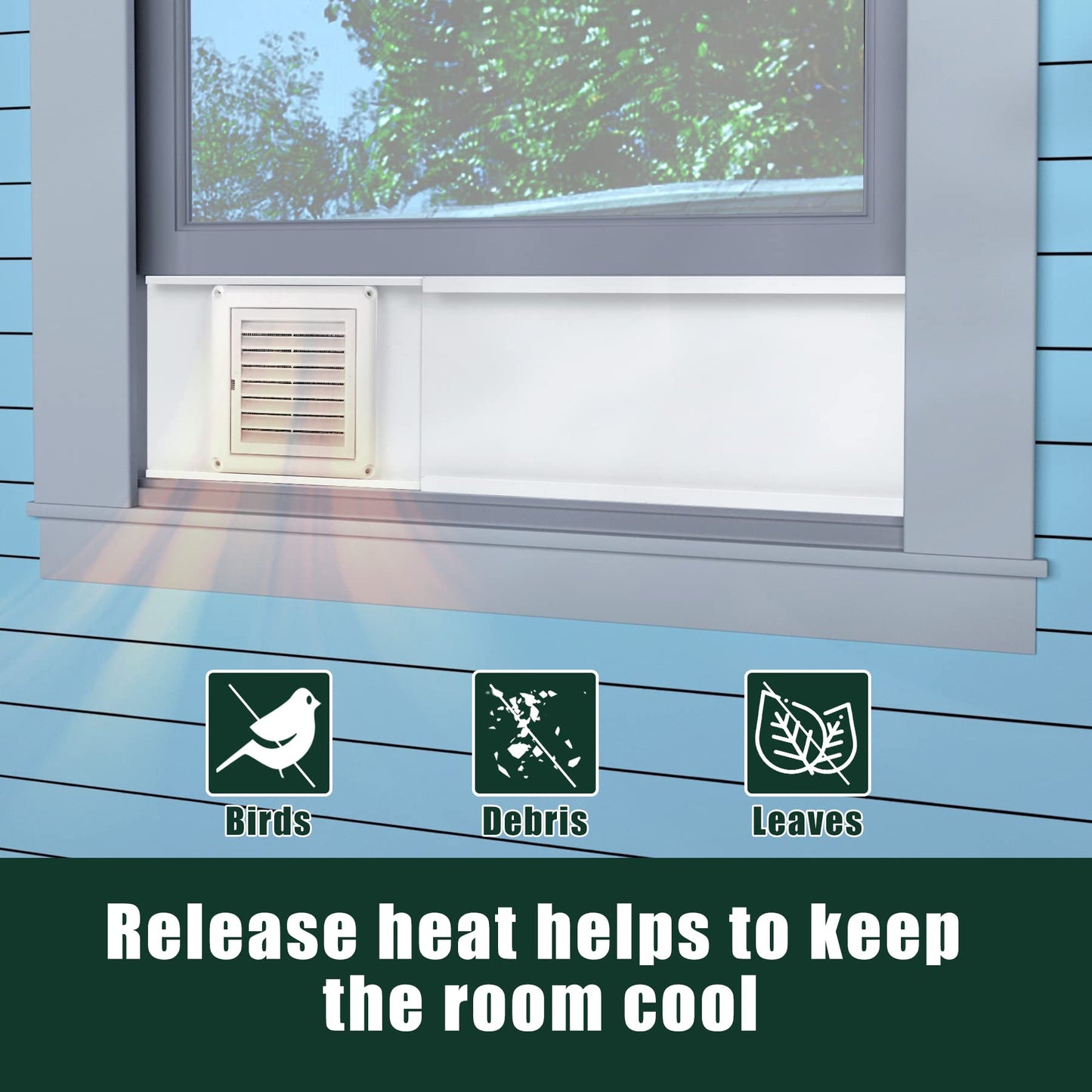 Flehomo Dryer Vent Window Kit with Louvered Vent Cover, Dryer Vent Kit for 4" Diameter Dryer Hose, Adjustable Window Vent Kit for Sliding Windows, Include Insulating Aluminum Seal Tape