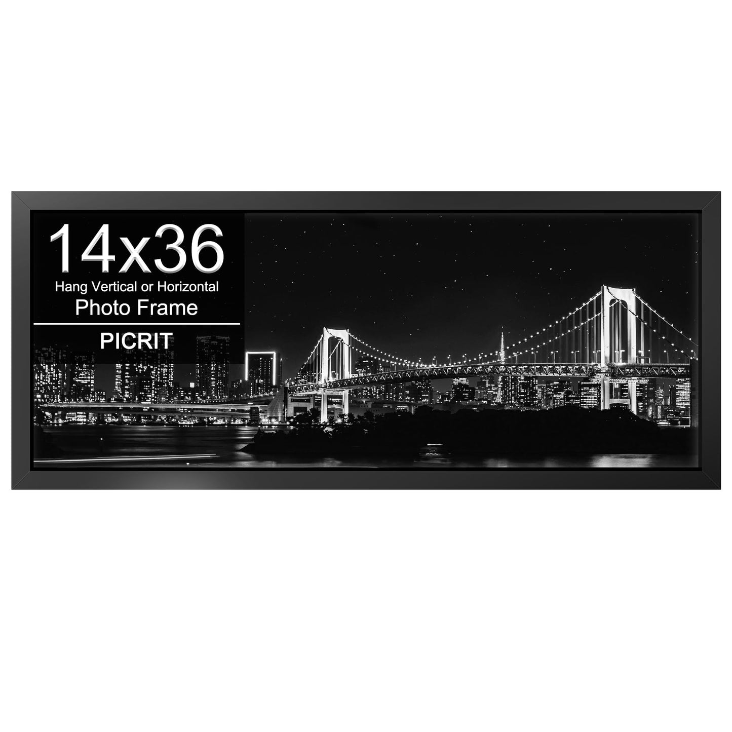 Picrit 14x36 Poster Frame, Photo Frame for Wall Mounting Display, Black