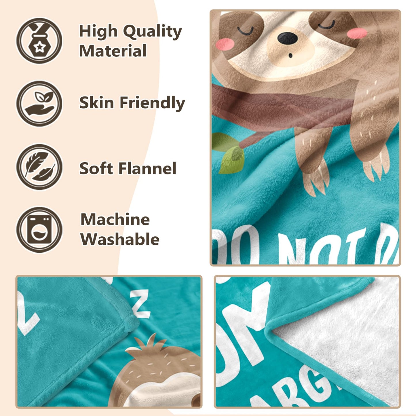 Mothers Day Blanket Gifts for Mom, Moms Birthday Gifts from Daughter Son, Moms Gift for Birthday Mothers Day Christmas Valentines Ideas, Funny Mom is Recharging Sloth Blanket Fleece Throw 60"×50"