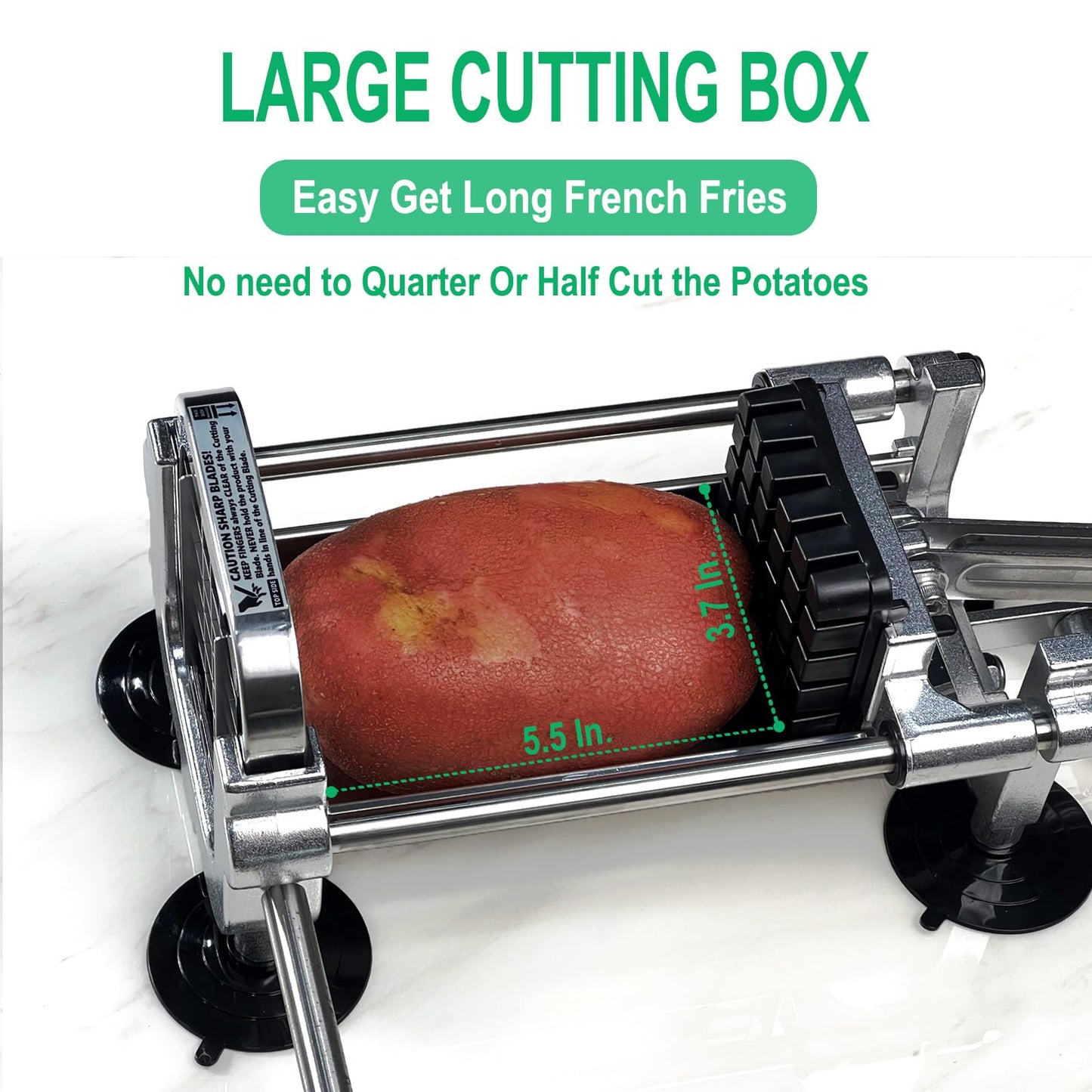 French Fry Cutter, Heavy Duty Potato Slicer, Stainless Steel Potato Chopper Set with 1/2 and 1/4 Inch Blades for Sweet Potato, Carrot, Yam, Cucumbers