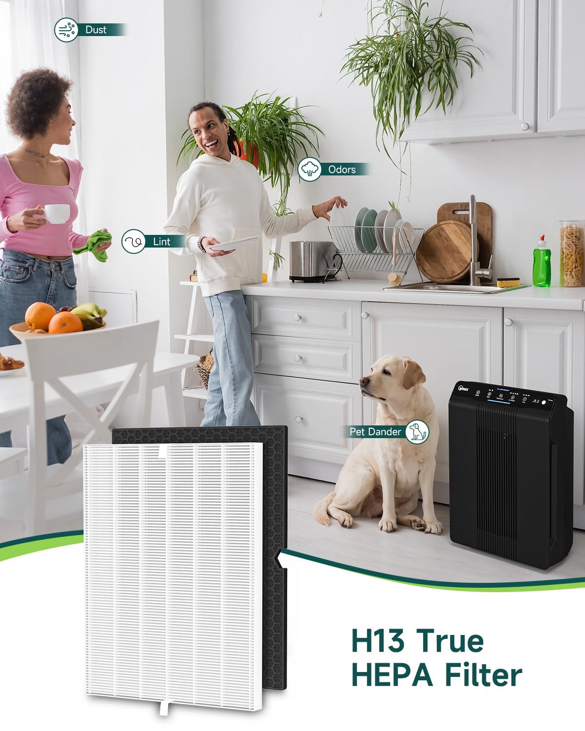 Future Way 2-Set 5500-2 Air Purifier Replacement Filter for Winix 5500-2, H13 True HEPA Filter & Activated Carbon Filter Kit, Replace 116130 Filter H