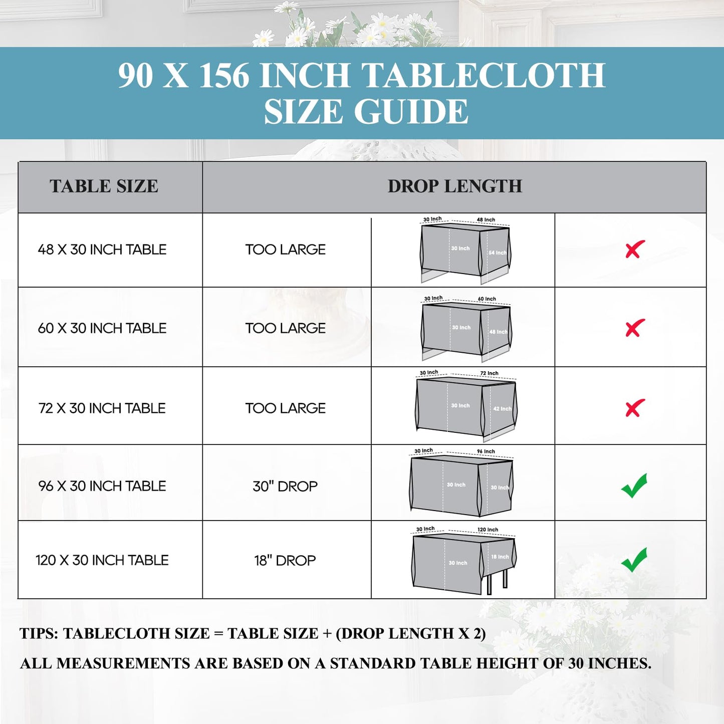 VidaFete Tablecloth 90 * 156inch 2pack Rectangle Table Cloth Polyester, Stain Wrinkle Resistant Dining Table Cover for Kitchen Dinning Party Wedding Rectangular Tabletop Buffet Decoration(White)