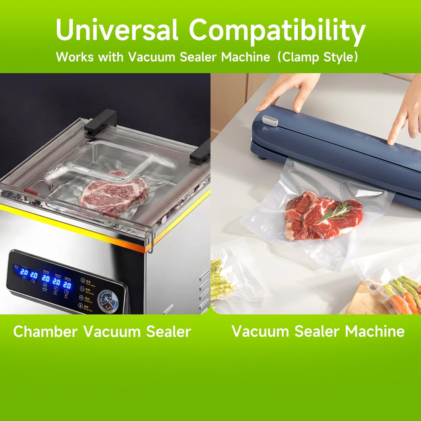 Vixino Vacuum Sealer Bags for Food, 8 Pack 4 Rolls 11" x 20' + 4 Rolls 8" x 20' Commercial Grade Vacuum Seal Bags Rolls, BPA Free, Customizable Size for Sous Vide, Freezer