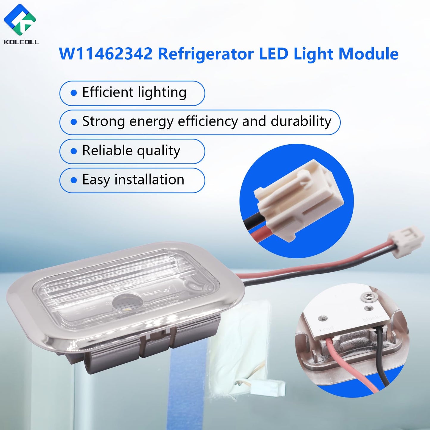 KOLEOLL 5 Pack W11462342 Refrigerator LED Light Module Compatible with Whirlpool Kitchenaid W10607479 W10843339 W10908166 4959065 AP6989197 PS16218086