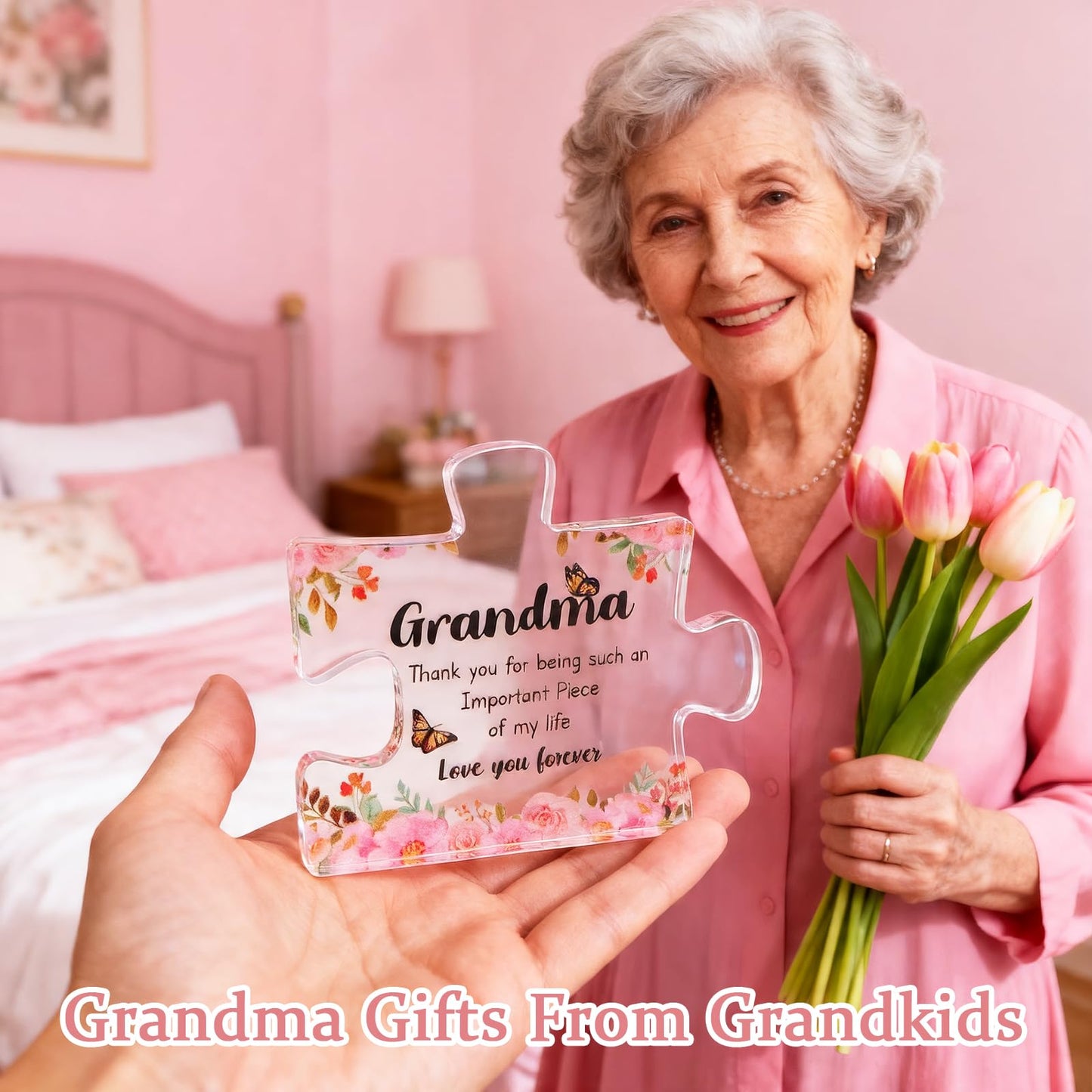 Mothers Day Birthday Gifts Basket for Grandma, New Grandma Gifts for Mothers Day, Grandmas Gift for Birthday, Grandmother Gift from Granddaughter Grandson Grandchildren Grandkids, Grandmas Presents