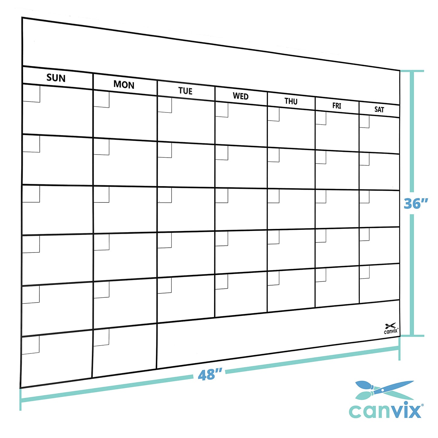 Dry Erase Whiteboard Wall Calendar Decal Sticker – 48 x 36 Inch Large Self-Adhesive, Removable, Residue Free Contact Paper for Home and Office – Marker & Eraser Included
