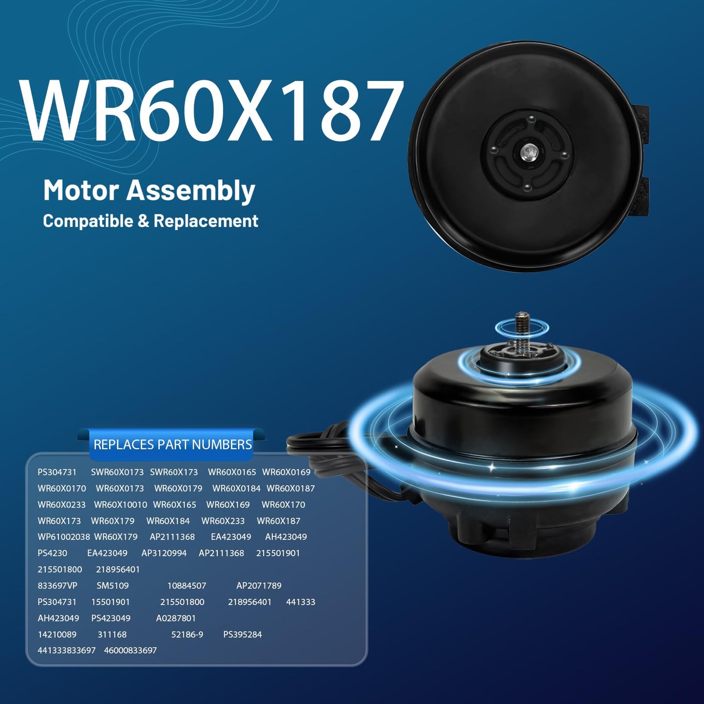 WSRXG WR60X187 215501800 215501901 Refrigerator Condenser Fan Motor Upgraded Aluminum Casing OEM Components