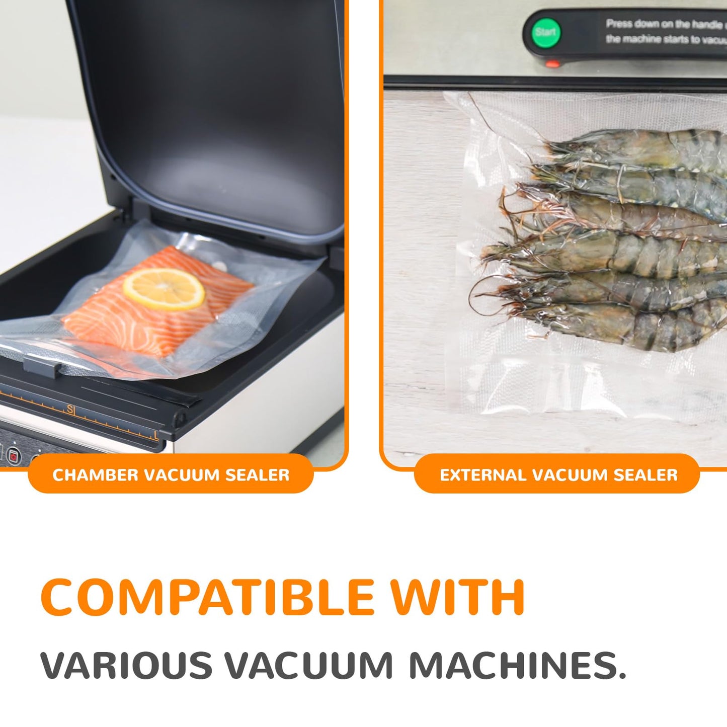 Multi-Size Sealing Solution Vacuum Sealer Bags & Rolls – 100x 6''x10'', 100x 8''x12'', 3 Rolls 11''x20', 3 Rolls 8''x20' – Premium Commercial-Grade for Food Storage, Meal Prep, & Sous Vide, Wevac