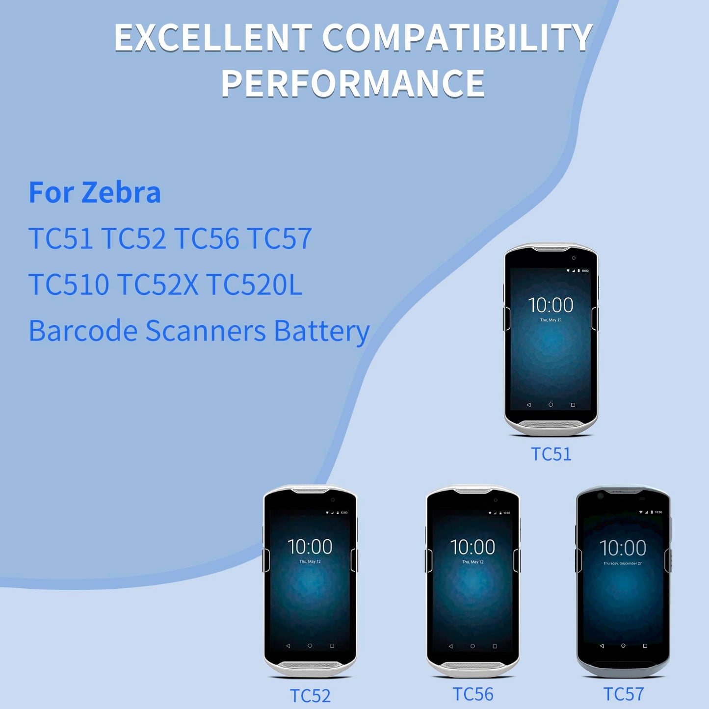 TZRONG 4-Slot Battery Charging Cradle Kit for Zebra TC51 TC52 TC56 TC57 TC510 TC52X TC520L Barcode Scanners | Compatible with BT-000314 Battery - Charger Station with Adapter SAC-TC51-4SCHG-01