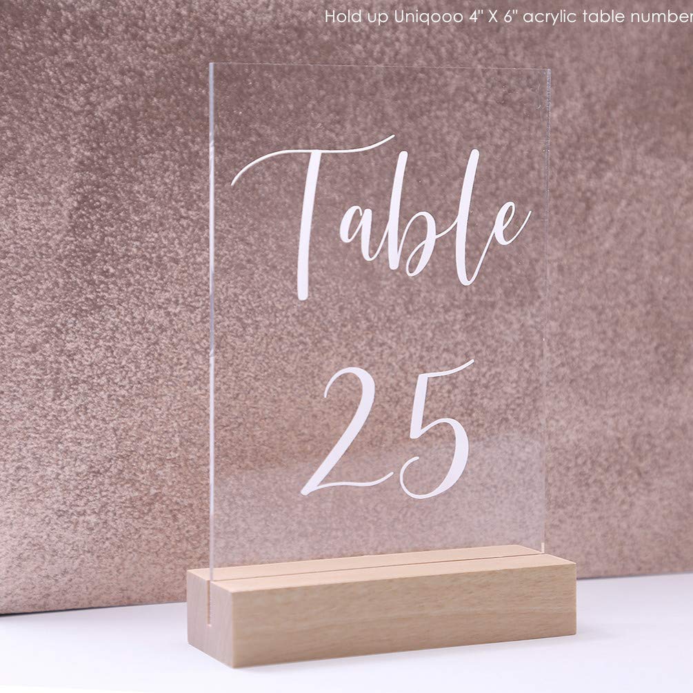 UNIQOOO 20 Pack 4" Birch Wood Stands for Wedding Acrylic Sign, Wood Table Number Holders for 1/8 Thick Acrylic Sheets | Wedding Display Stand, Card Holder, Great for Bar Menu, Retail Sign, Party and Events