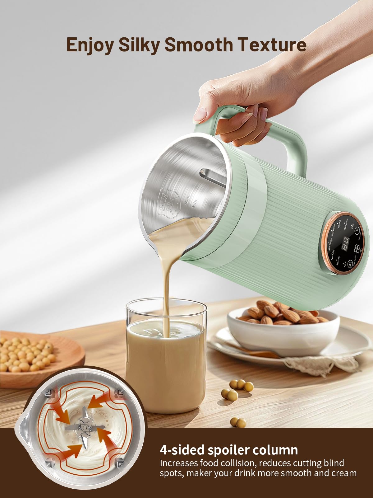 RELEXNOW Nut Milk Maker Machine, 35oz Homemade Soy, Almond, Oat, Coconut, Plant Based and Non Dairy Beverages, 8 in 1 Automatic Soybean Machine With 12H Delay Start/Keep Warm/Boil Water