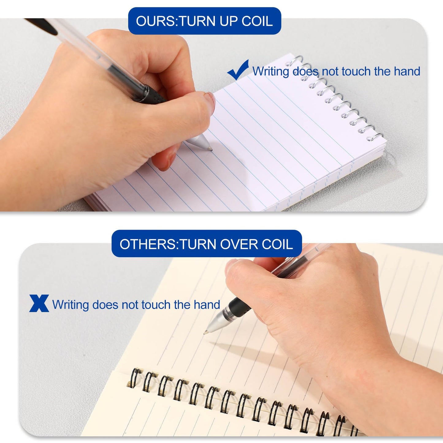 Cholemy 50 Pack Small Notepad 3 x 5 Inch Small Notebooks Mini Notepad Pocket Notebooks Mini Spiral Notebook Memo Pads Lined College Ruled Paper for Office School Supplies 75 Sheets (Black, Royal Blue)