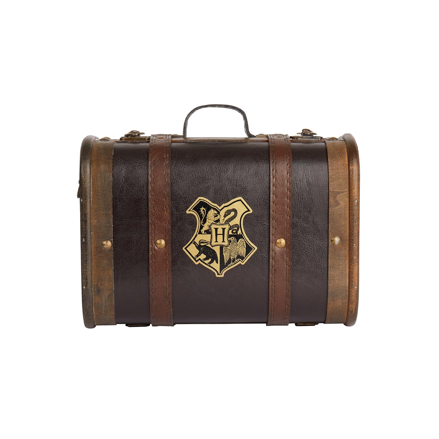 Harry Potter Hogwarts School Trunk - Mini 9” Collectible Storage Case with Hogwarts Crest - Official Wizarding World Prop Replica & Decorative Keepsake Box - Desktop Organizer