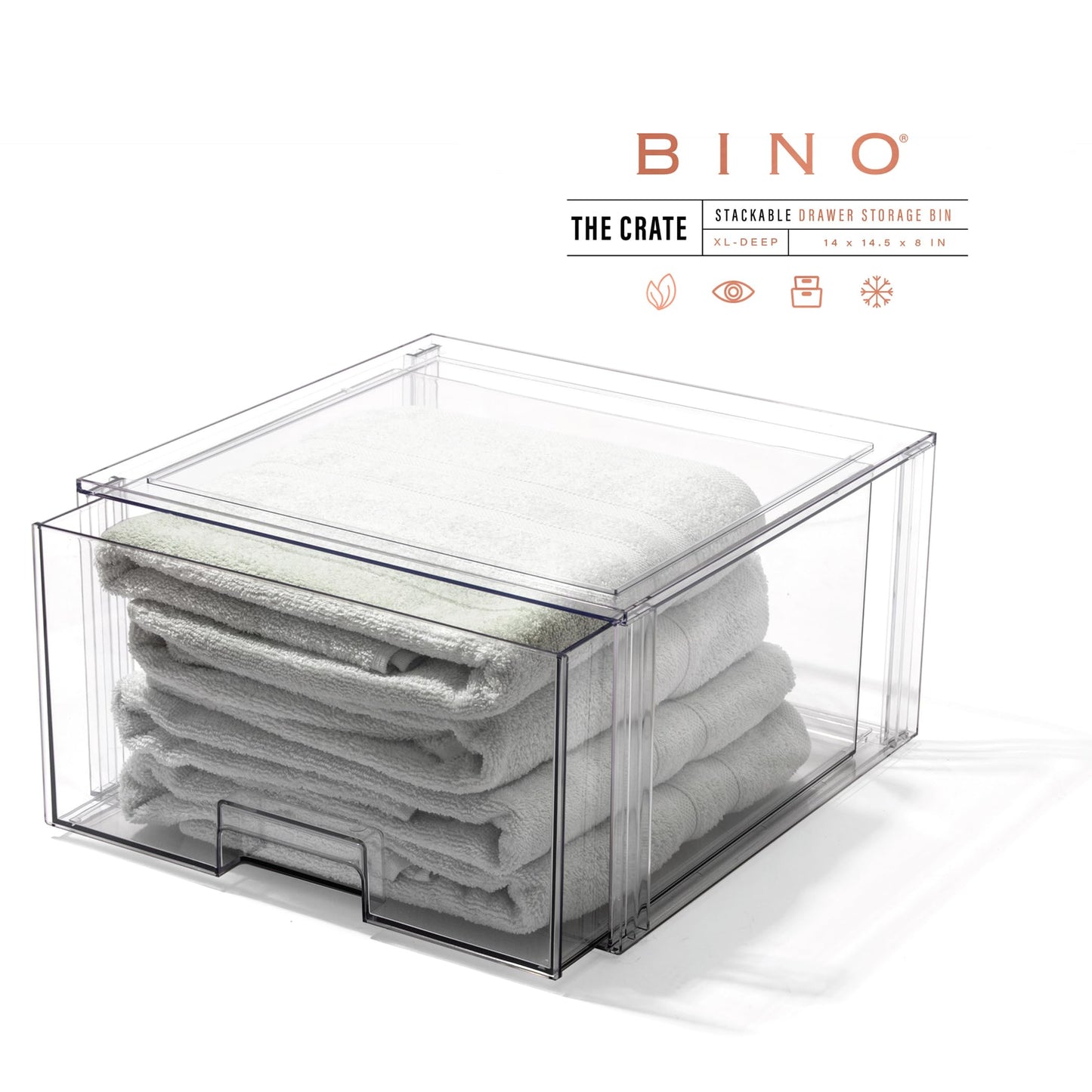 BINO | Stackable Storage Drawers, Tall X-Large - Clear | THE CRATE COLLECTION | Storage Bins With Drawers | Bathroom Organizers | Under Sink Organizer | Vanity Cabinet Home Organization